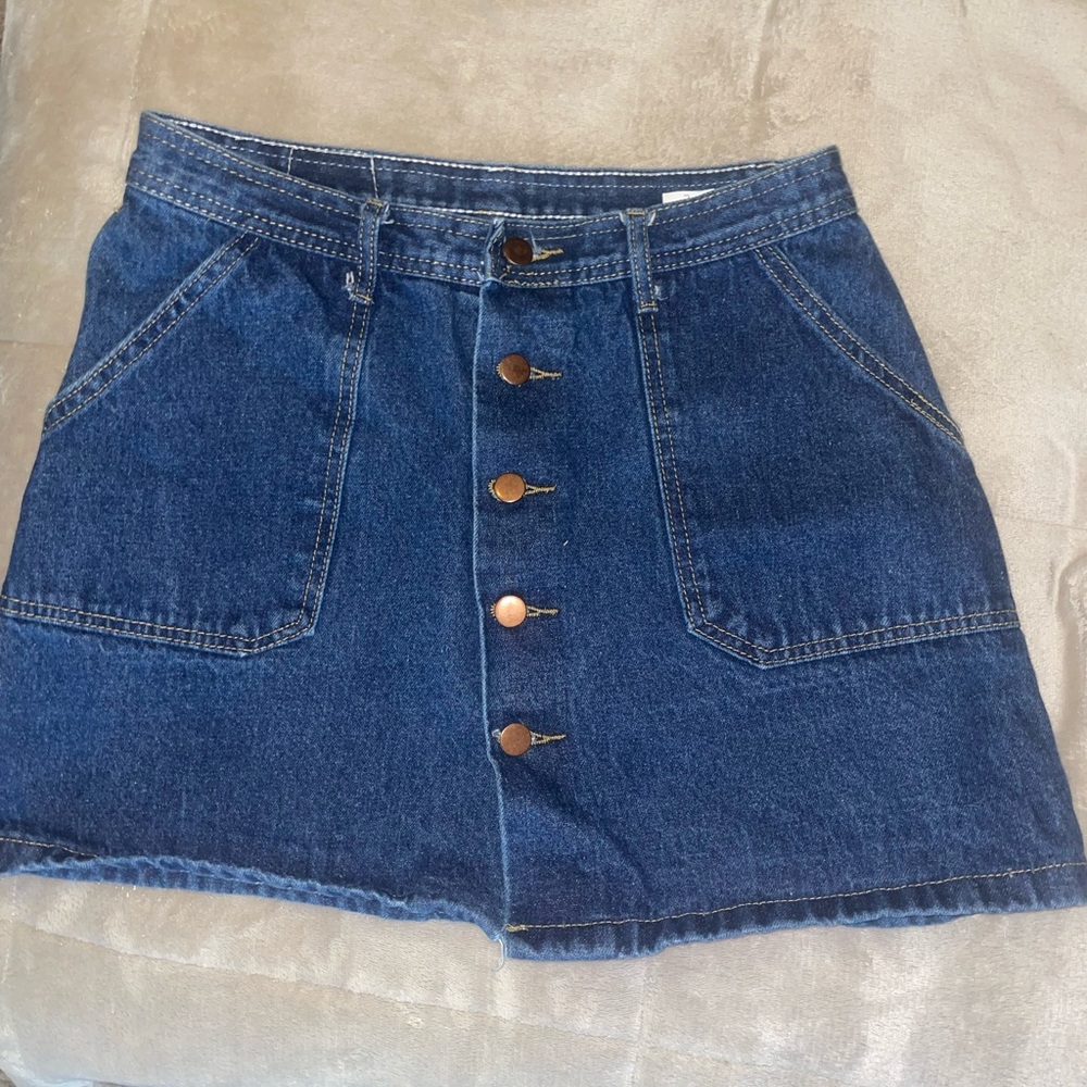 Denim Button-Front Skirt